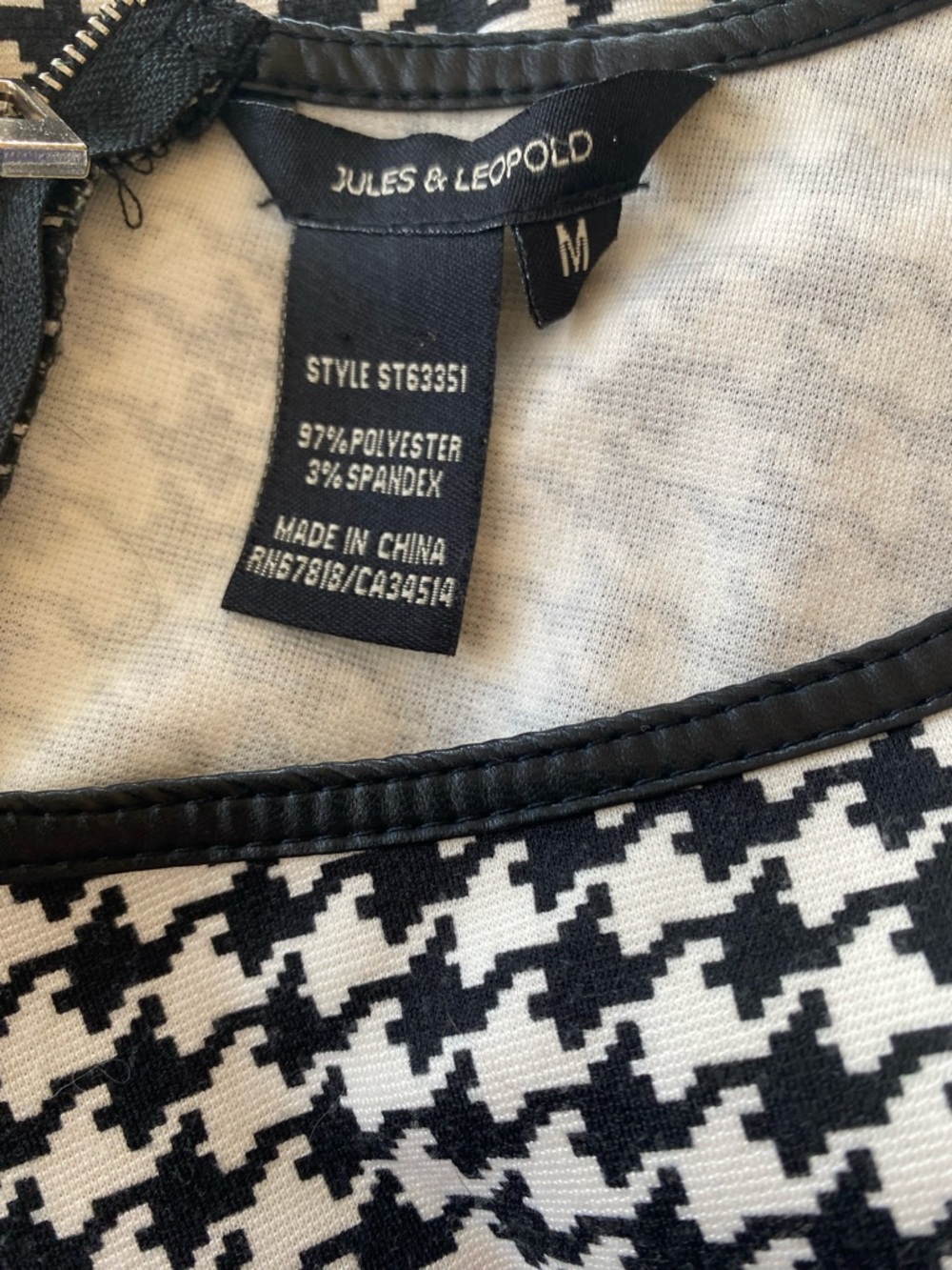 Jules & Leopold Black and White Houndstooth Peplum Top - Picture 9 of 9